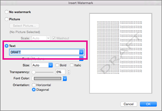 show watermark on all pages word 2010